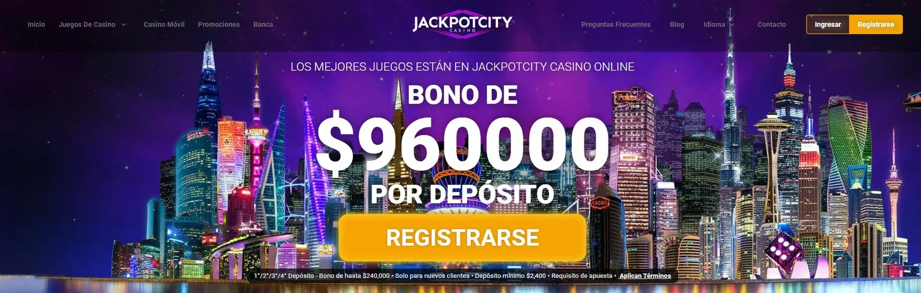 Jackpot City casino de dinero real con hasta 960000 CLP bono Casino Jackpot City